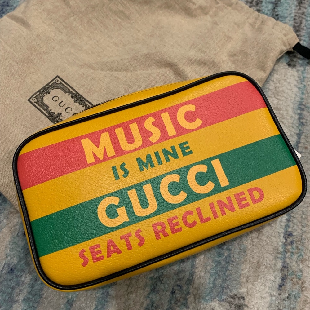 Gucci 100 Centennial Music is Mine Yellow Leather Waist Bag Belt bag